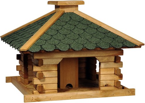 DOBAR Vogelfutterhaus, Birkenholz, grün, für Wildvögel - gruen