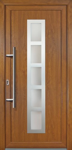 Meeth Kunststoff-Haustür »Signum Exklusiv«, satiniertes Glas, golden oak, nach Innen öffnend - goldfarben