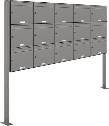 AL BRIEFKASTENSYSTEME Briefkasten, Parteien: 15, BxHxT: 199,5 x 170 x 11,6 cm - grau