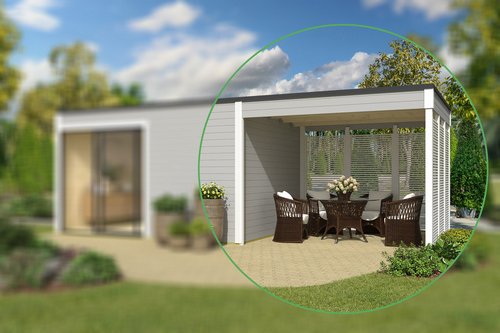 Mr. GARDENER Anbau »Kubus«, (BxLxH): 300 x 300 x 239 cm, carbongrau/weiss