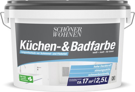 SCHÖNER WOHNEN FARBE Feuchtraumfarbe »Küchen- und Badfarbe«, weiß, 2,5 l - weiss