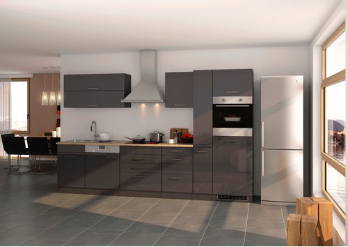 HELD MÖBEL Küchenzeile »Mailand«, mit E-Geräten, Gesamtbreite: 330 cm - grau