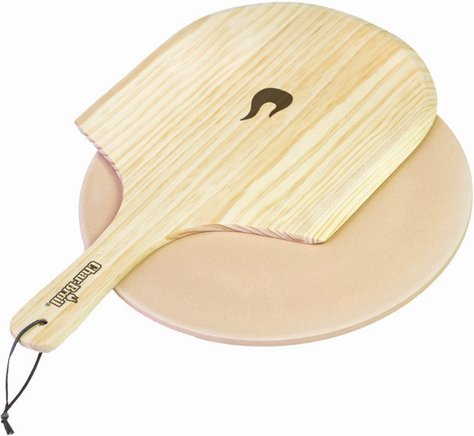 Thumbnail - CHAR-BROIL Pizzastein-Set, Steingut/Holz, für Grills - beige