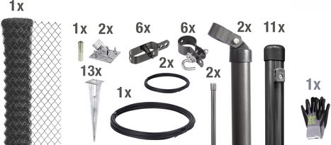 Thumbnail - Gust. Alberts GmbH & Co. KG Set Maschendrahtzaun mit Bodenhülse, Breite: 2500cm, anthrazit-metallic - schwarz
