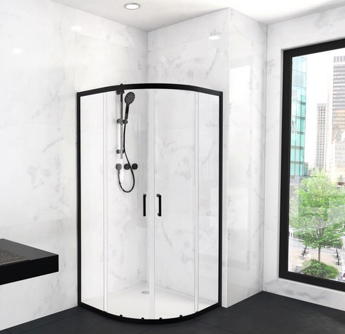 Marwell Glasdusche, BxHxT: 90 x 200 x 90 cm - schwarz