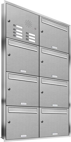 AL BRIEFKASTENSYSTEME Briefkasten, Parteien: 7, Unterputzmontage, BxHxT: 153,210 x 140,8 x 11,6 cm - silberfarben