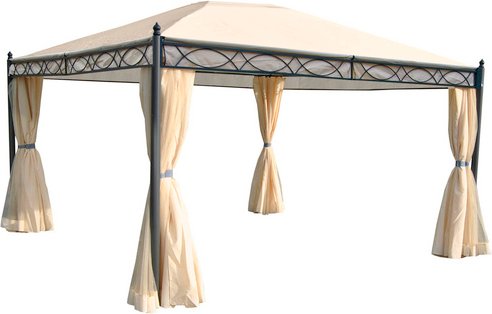 MVG Pergola »MVG-HA014«, 4 x 3 m, 7-cm-Stahl-gestell mit Seitenwand und Moskitonetz - weiss