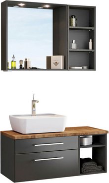 HELD MÖBEL Waschtisch-Set »DAVOS«, 7-teilig - grau