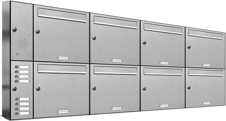 AL BRIEFKASTENSYSTEME Briefkasten, Parteien: 8, BxHxT: 168 x 68,4 x 11,6 cm - silberfarben