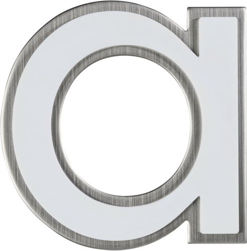 ALPERTEC Hausnummer, a, Weiß, Kunststoff | Edelstahl, 11,7 x 17 x 1,8 cm, nachtleuchtend - weiss