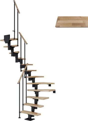 Thumbnail - DOLLE Mittelholmtreppe »Dublin«, buchenholz, 11 Stufen, bis 270cm Raumhöhe - grau