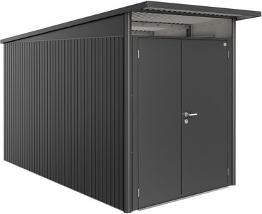 BIOHORT Gerätehaus »AvantGarde®«, Stahl, BxHxT: 174 x 222 x 334 cm (Außenmaße inkl. Dachüberstand) - grau