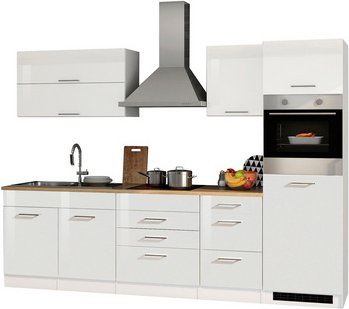 HELD MÖBEL Küchenzeile »Mailand«, mit E-Geräten, Gesamtbreite: 290 cm - weiss