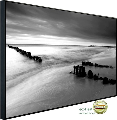 papermoon Infrarotheizung »EcoHeat - Strand Schwarz + Weiss«, Matt-Effekt - bunt
