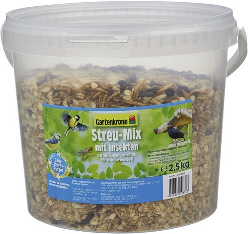 Gartenkrone Vogelfutter »Streu-Mix«, 1 Eimer à 2500 g - braun