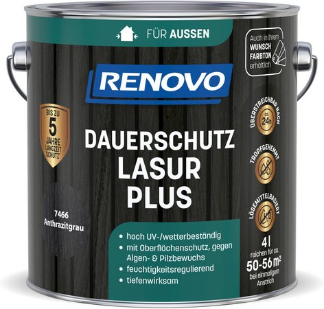 RENOVO Dauerschutzlasur, 4,0 L, anthrazitgrau