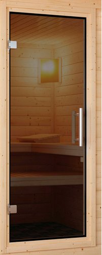 Thumbnail - KARIBU Saunatür, 64x173 cm, für Saunen mit 38/40 mm Wandstärke, Ganzglastür, graphit - grau