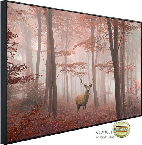 papermoon Infrarotheizung »EcoHeat - Hirsch in Wald«, Matt-Effekt - bunt
