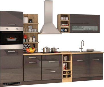 HELD MÖBEL Küchenzeile »Mailand«, mit E-Geräten, Gesamtbreite: 300 cm - grau