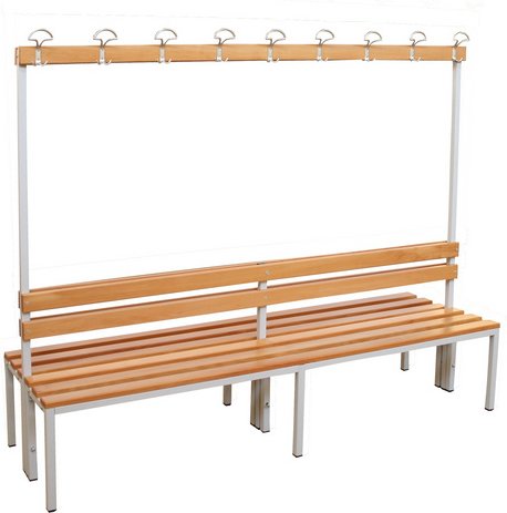 Thumbnail - SZAGATO Umkleidebank, BxHxT: 60 x 170 x 200 cm, Stahl/Holz - grau