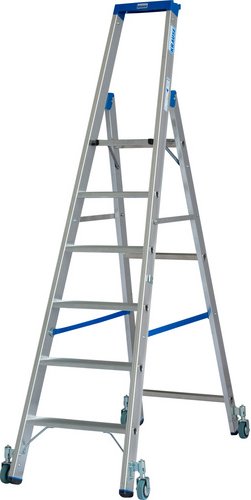 KRAUSE Stufen-Stehleiter »STABILO«, 6 Sprossen, Aluminium - silberfarben