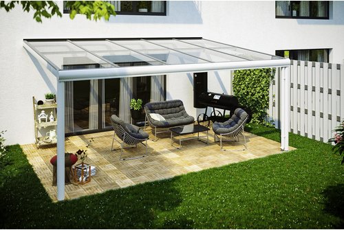 SKANHOLZ Terrassenüberdachung »Modena«, Breite: 541 cm, Dach: Verbund-Sicherheits-Glas (VSG), weiß - weiss