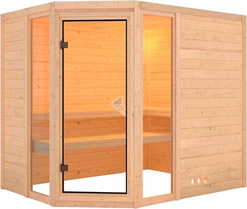 KARIBU Sauna »Kohila 3«, für 4 Personen, ohne Ofen - beige