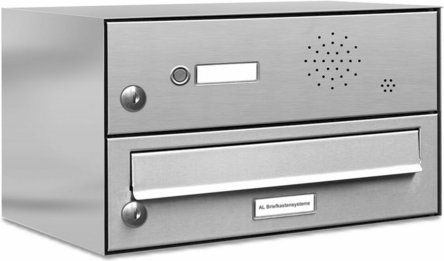 AL BRIEFKASTENSYSTEME Briefkasten, Parteien: 1, Aufputzmontage, BxHxT: 38,5 x 23 x 27,5 cm - silberfarben