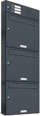 AL BRIEFKASTENSYSTEME Briefkasten, Parteien: 3, Aufputzmontage, BxHxT: 153,478 x 115,0 x 11,6 cm - grau