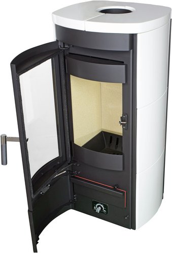 HARK Kachelofen »Tiamo EX«, cremeweiß, Kacheln, 6 kW, Dauerbrand geeignet - schwarz