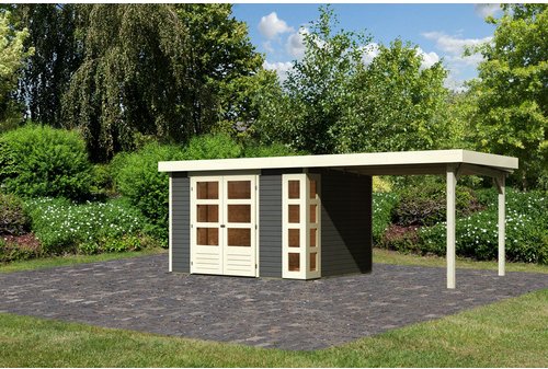 KARIBU Gartenhaus »Kerko 5«, Holz, BxHxT: 557 x 210 x 246 cm (Außenmaße inkl. Dachüberstand) - grau