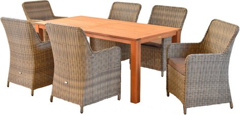 MERXX Gartenmöbelset »Riviera«, 6 Sitzplätze, Stahl/Kunststoff, inkl. Auflagen - grau