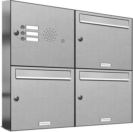 AL BRIEFKASTENSYSTEME Briefkasten, Parteien: 3, Aufputzmontage, BxHxT: 153,550 x 68,4 x 11,6 cm - silberfarben