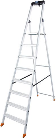 Thumbnail - KRAUSE Stufen-Stehleiter »MONTO Solido«, 8 Sprossen, Aluminium - silberfarben