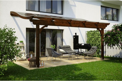 SKANHOLZ Terrassenüberdachung »Verona«, Breite: 541 cm, Dach: Polycarbonat (PC), nussbaum - braun