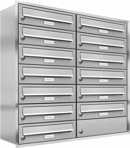 AL BRIEFKASTENSYSTEME Briefkasten, Parteien: 13, Unterputzmontage, BxHxT: 153,190 x 84,5 x 27,5 cm - silberfarben