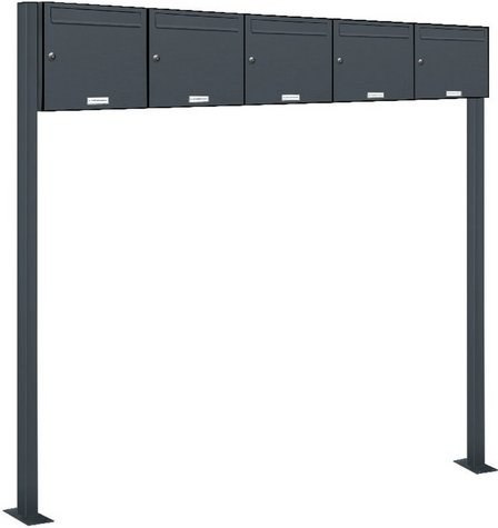AL BRIEFKASTENSYSTEME Briefkasten, Parteien: 5, Freistehend, BxHxT: 153,391 x 150,0 x 11,6 cm - grau