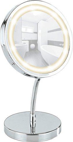 WENKO Kosmetikspiegel »Brolo«, beleuchtet, rund, BxH: 15 x 16,5 cm - silberfarben