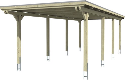 SKANHOLZ Carport »Emsland«, BxT: 354 x 846 cm, Firsthöhe: 238 cm, unbehandelt - beige