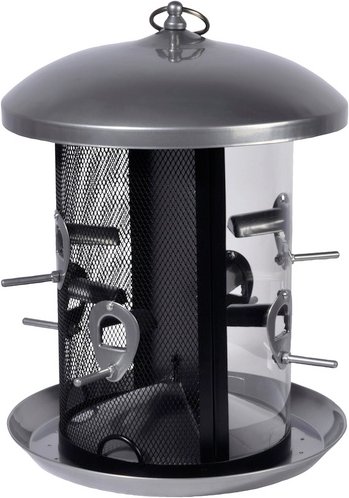 DOBAR Futterspender »mit 2 Kammern«, Metall/Acrylglas, silberfarben, zum Aufhängen