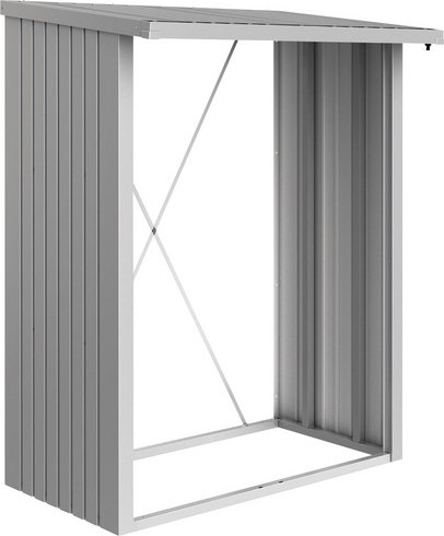 BIOHORT Kaminholzlager »WoodStock 150«, BxHxL: 157 x 199 x 102 cm, silber-metallic - silberfarben