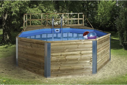 WEKA Achteckpool, grau/grün, BxHxL: 471 x 116 x 571 cm - beige