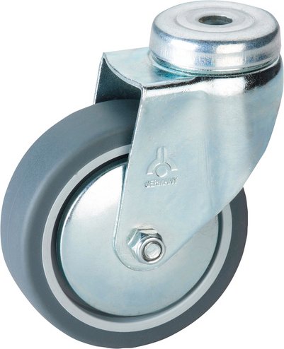 DÖRNER+HELMER Lenkrolle mit Rückenloch, Thermoplastischer Kunststoff (TPE), silberfarben