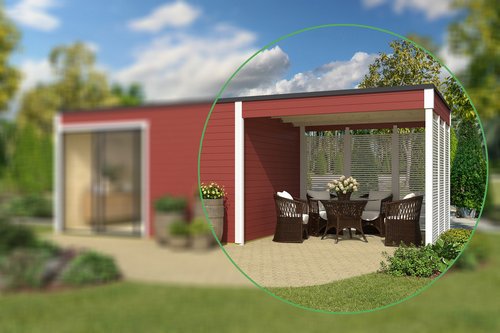 Mr. GARDENER Anbau »Kubus«, (BxLxH): 300 x 300 x 239 cm, schwarz, rot/weiss