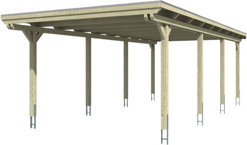 Thumbnail - SKANHOLZ Carport »Emsland«, BxT: 404 x 846 cm, Firsthöhe: 242 cm, farbbehandelt - braun