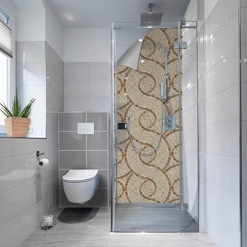 mySPOTTI Duschrückwand-Panel, fresh, Mosaikfliesenoptik, 255x100 cm - beige