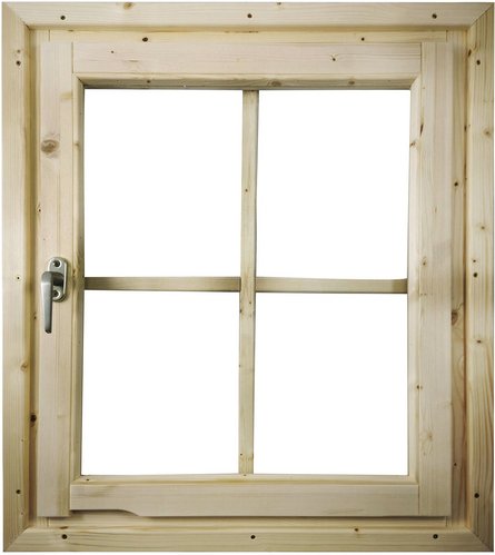 KARIBU Fenster für Gartenhäuser »38 mm«, geeignet für 40 mm Holzwand, naturbelassen - braun