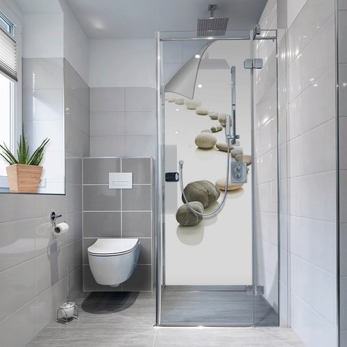 mySPOTTI Duschrückwand-Panel, fresh, Stein, 255x100 cm - weiss