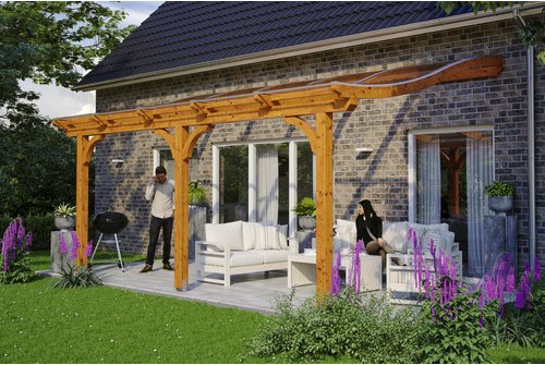 SKANHOLZ Terrassenüberdachung »Venezia«, Breite: 541 cm, Dach: Polycarbonat (PC), eiche hell - braun