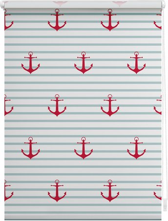 Thumbnail - Lichtblick Rollo, Klemmfix, 70x150 cm, Anker gestreift, türkis rosa - blau